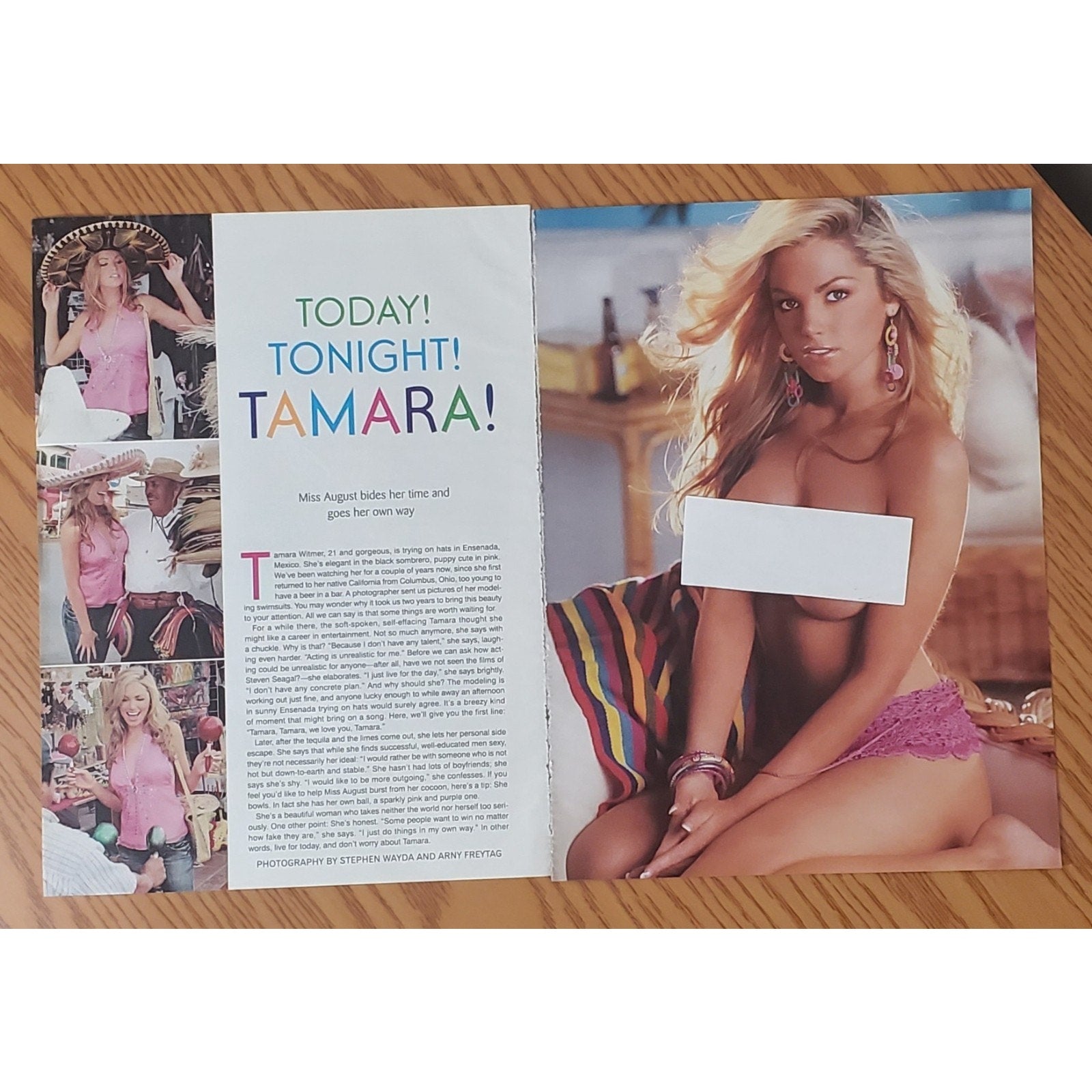 Playboy PIN UP / PICTORIAL ONLY - Playmate TAMARA WITMER Aug, 2005 7 Pages