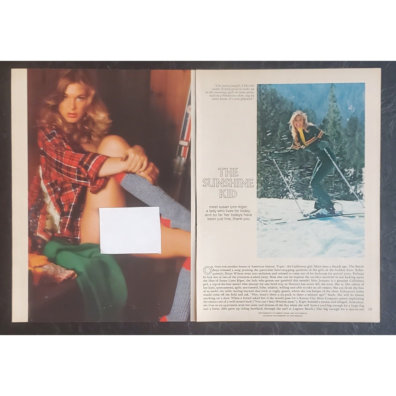 Playboy PICTORIAL ONLY - Playmate SUSAN LYNN KIGER    January, 1977   7 Pages