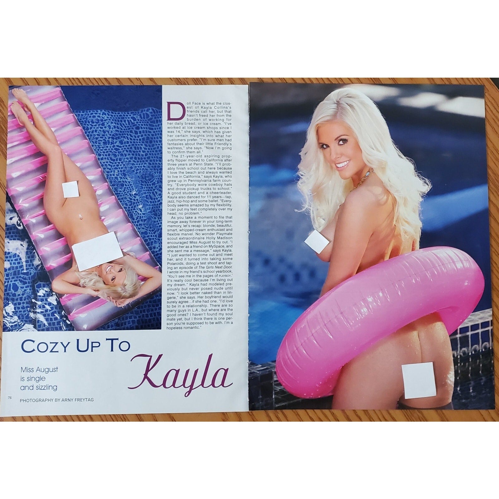 Playboy PIN UP / PICTORIAL ONLY - Playmate KAYLA COLLINS Aug, 2008 5 pages