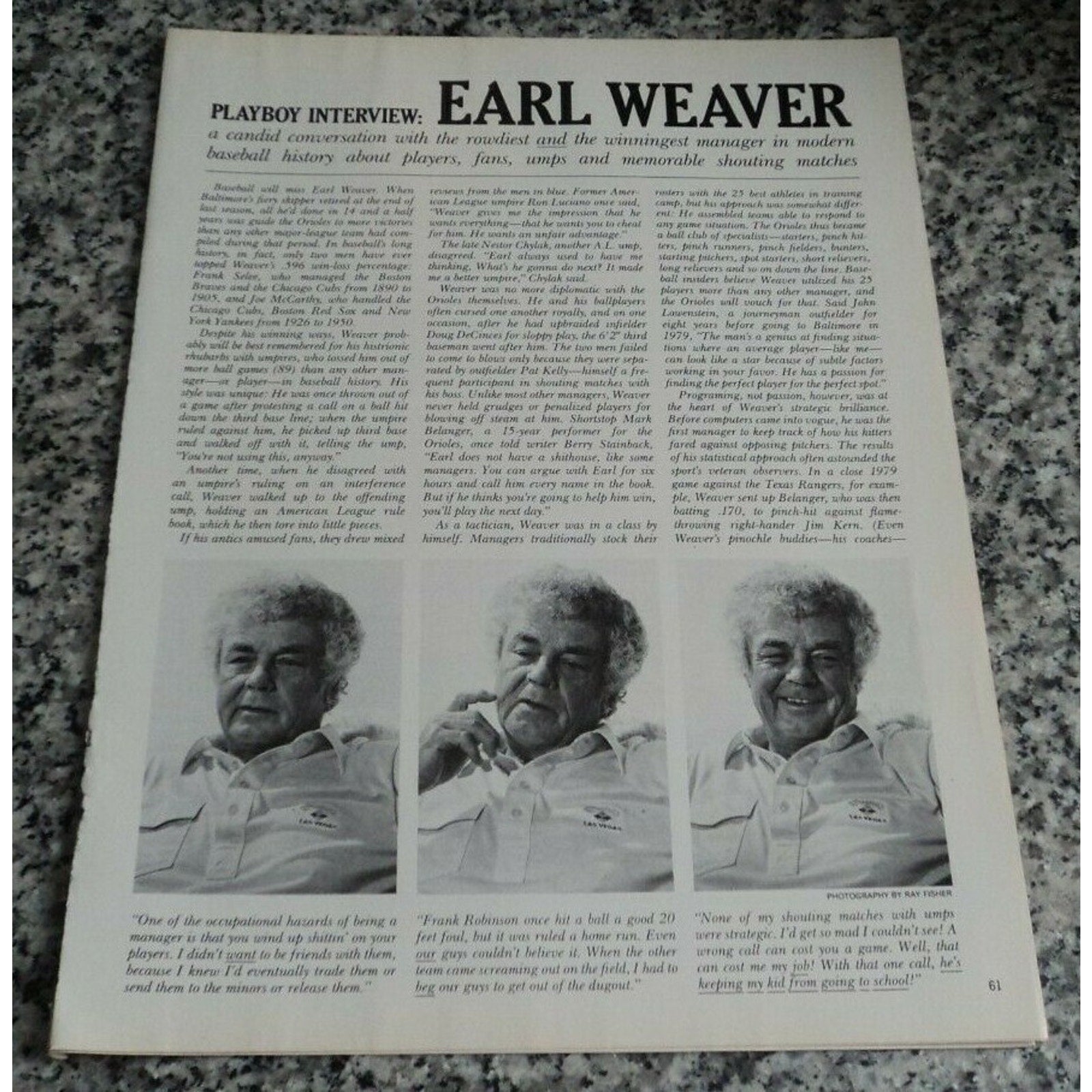 Playboy INTERVIEW - MLB HOF Manager EARL WEAVER July, 1983
