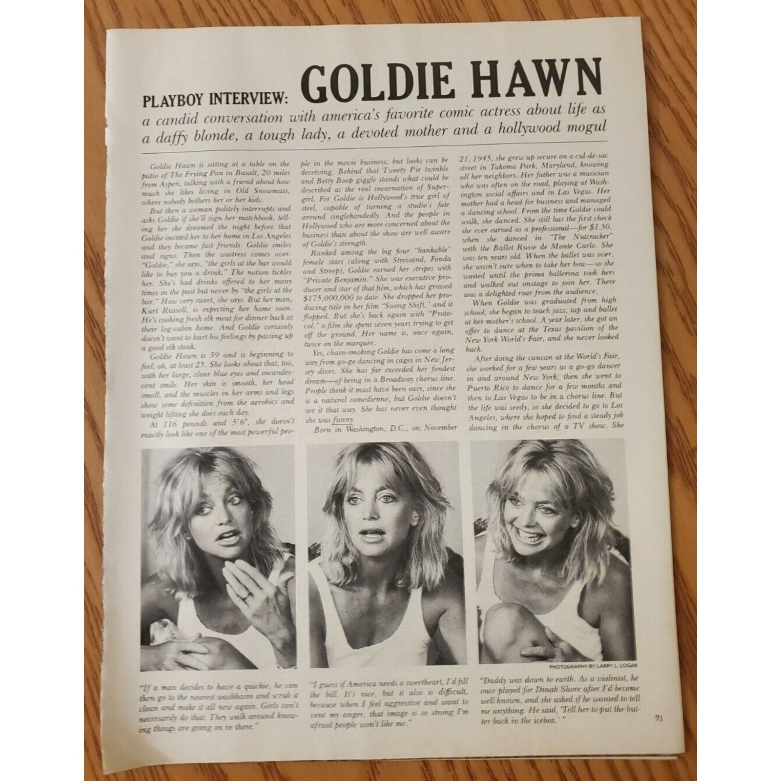 Playboy INTERVIEW - Comedy Actress GOLDIE HAHN January, 1985