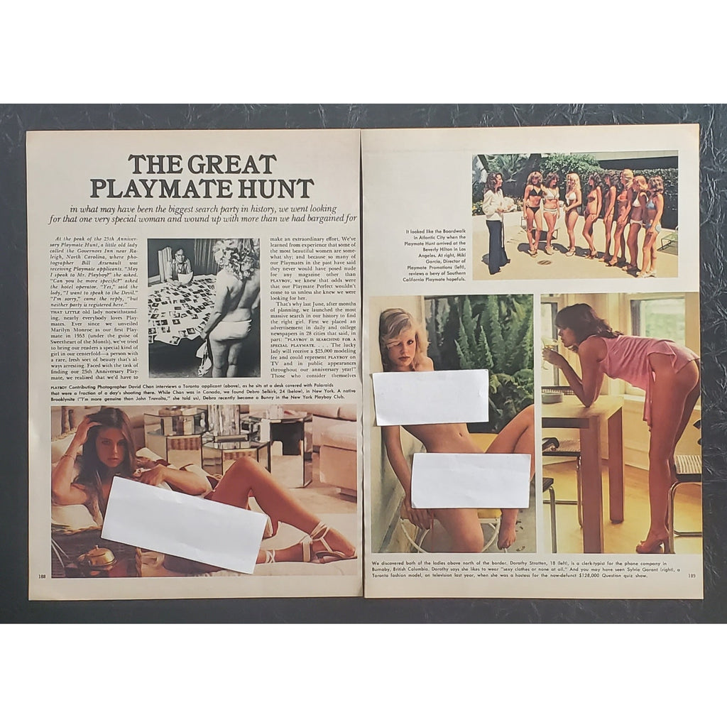 Playboy PICTORIAL ONLY - 25th ANN. HUNT & CANDY LOVING    January, 1979   13 Pgs