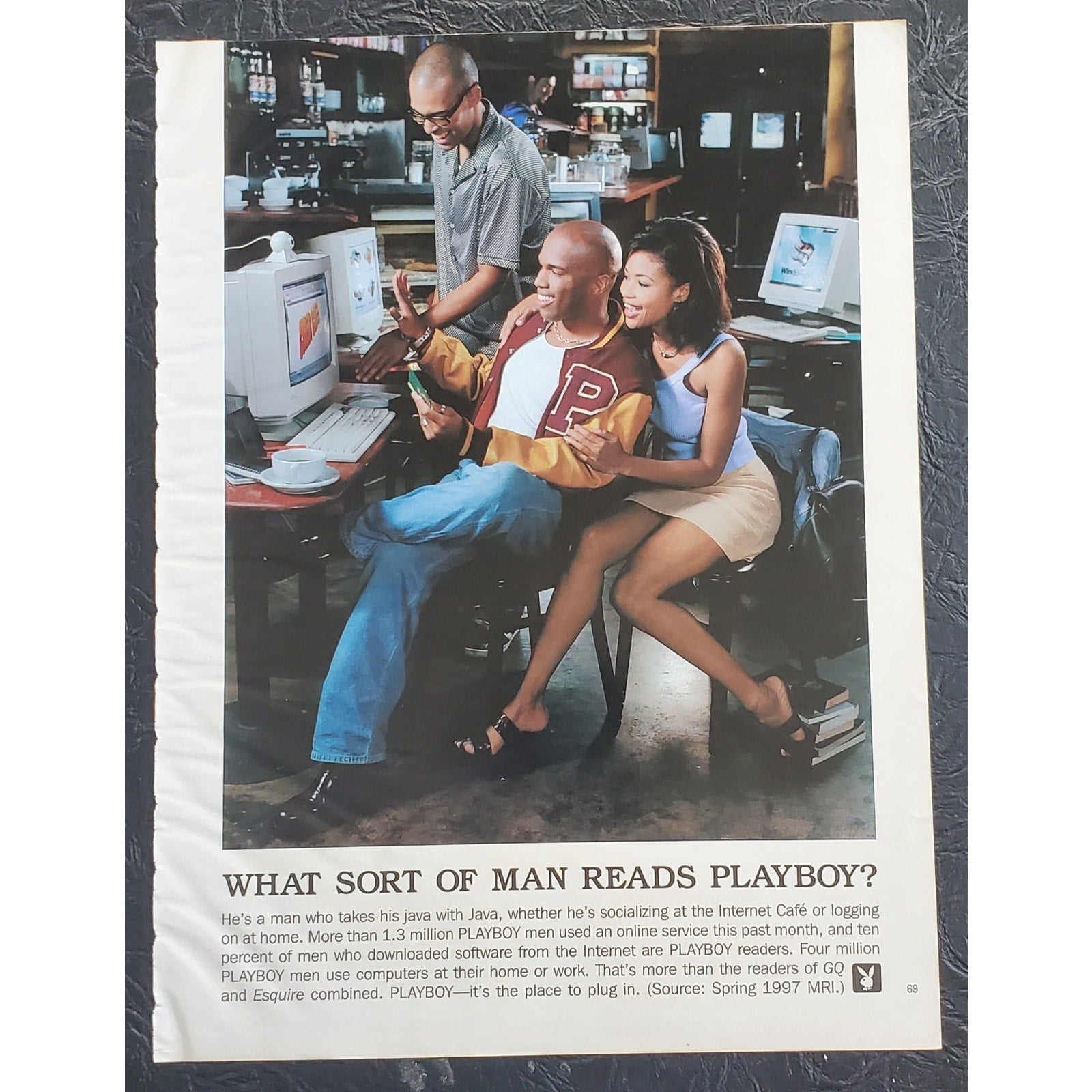 1990s PLAYBOY Magazine AD "WHAT SORT OF MAN READS PLAYBOY" 8" X 11"