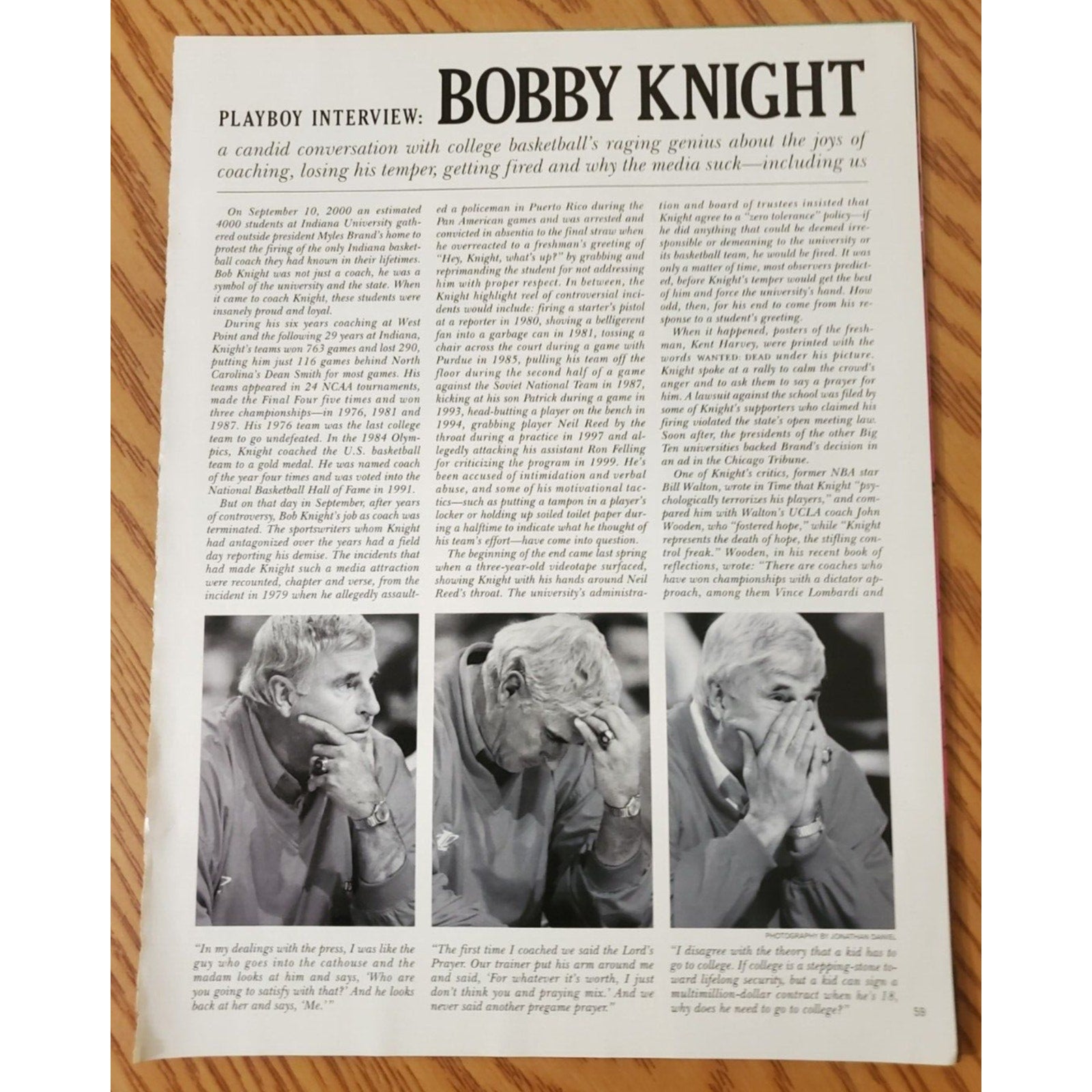Playboy INTERVIEW - College BB Coaching Legend BOBBY KNIGHT March, 2001