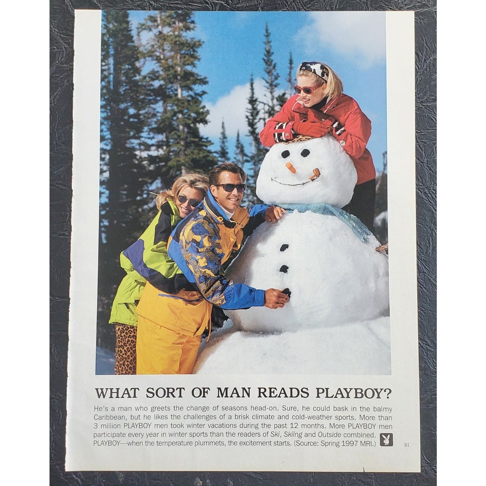 1990s PLAYBOY Magazine AD "WHAT SORT OF MAN READS PLAYBOY" 8" X 11"